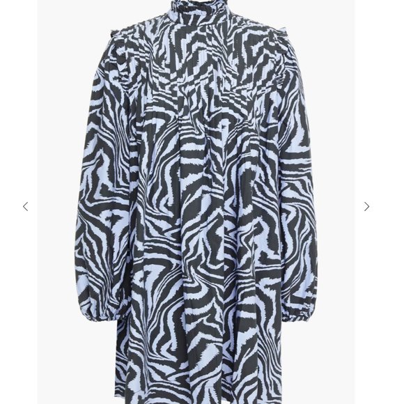 GANNI Pintucked tiger-print cotton-poplin mini dress - Picture 3 of 6